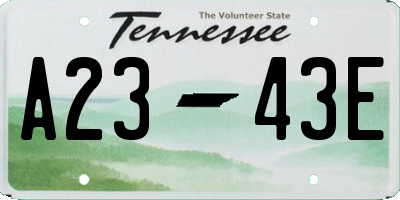 TN license plate A2343E