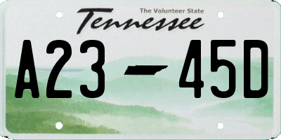TN license plate A2345D