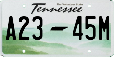 TN license plate A2345M