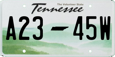 TN license plate A2345W