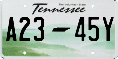 TN license plate A2345Y