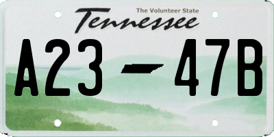 TN license plate A2347B