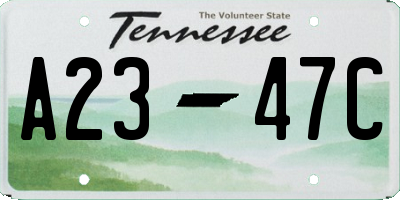 TN license plate A2347C