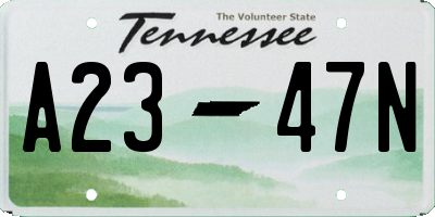 TN license plate A2347N