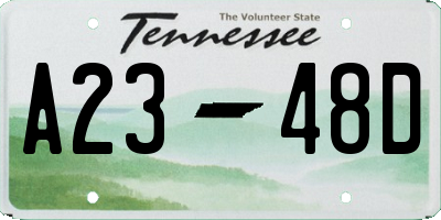 TN license plate A2348D