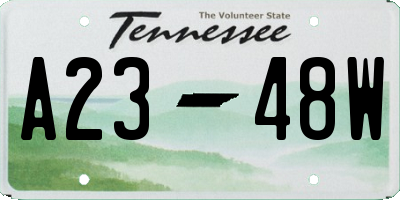 TN license plate A2348W