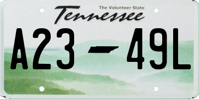 TN license plate A2349L