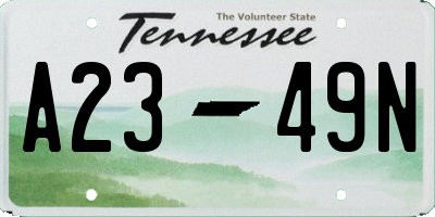 TN license plate A2349N