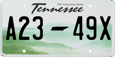 TN license plate A2349X