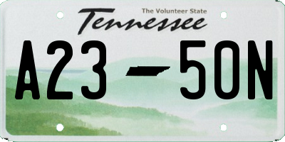 TN license plate A2350N
