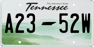 TN license plate A2352W