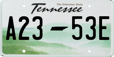 TN license plate A2353E