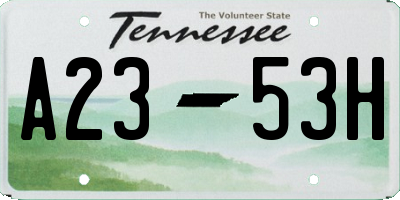 TN license plate A2353H