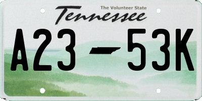 TN license plate A2353K