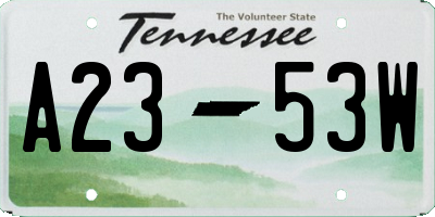 TN license plate A2353W