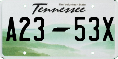 TN license plate A2353X