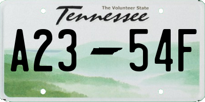 TN license plate A2354F