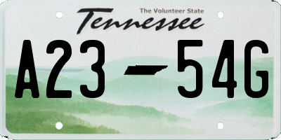 TN license plate A2354G