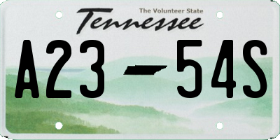 TN license plate A2354S