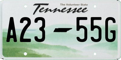 TN license plate A2355G
