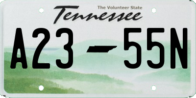 TN license plate A2355N