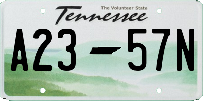 TN license plate A2357N