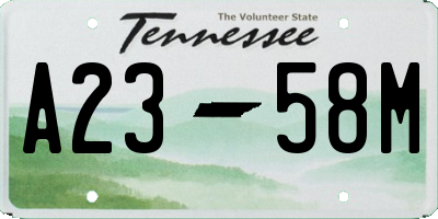 TN license plate A2358M