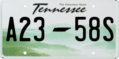 TN license plate A2358S
