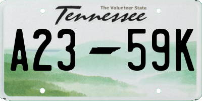 TN license plate A2359K