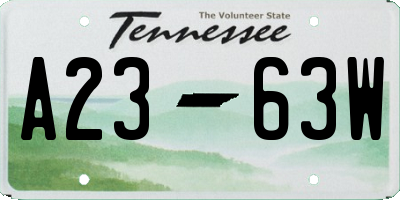 TN license plate A2363W