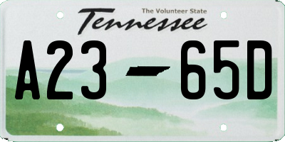 TN license plate A2365D
