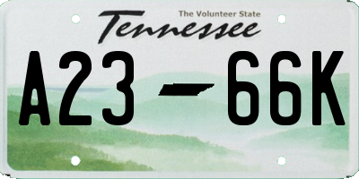TN license plate A2366K