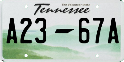 TN license plate A2367A