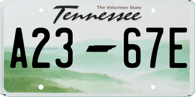 TN license plate A2367E