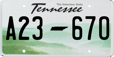 TN license plate A2367O