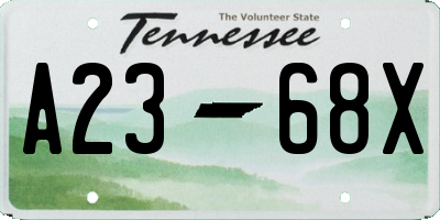 TN license plate A2368X