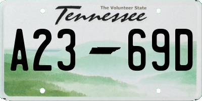 TN license plate A2369D