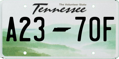 TN license plate A2370F
