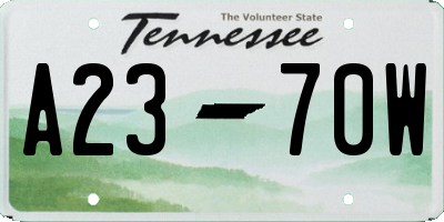 TN license plate A2370W
