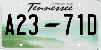 TN license plate A2371D