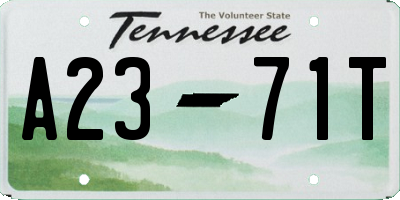 TN license plate A2371T