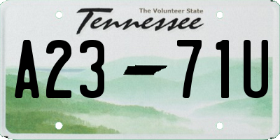 TN license plate A2371U