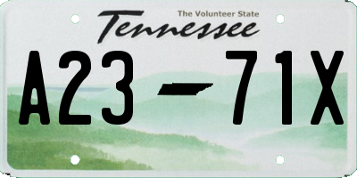 TN license plate A2371X