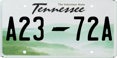 TN license plate A2372A