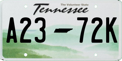 TN license plate A2372K