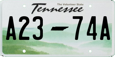 TN license plate A2374A