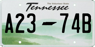 TN license plate A2374B