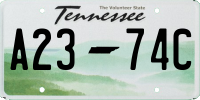 TN license plate A2374C