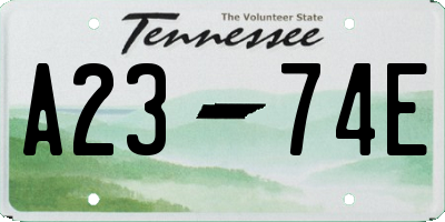 TN license plate A2374E
