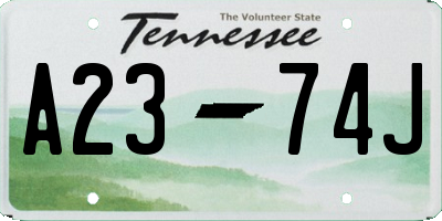 TN license plate A2374J